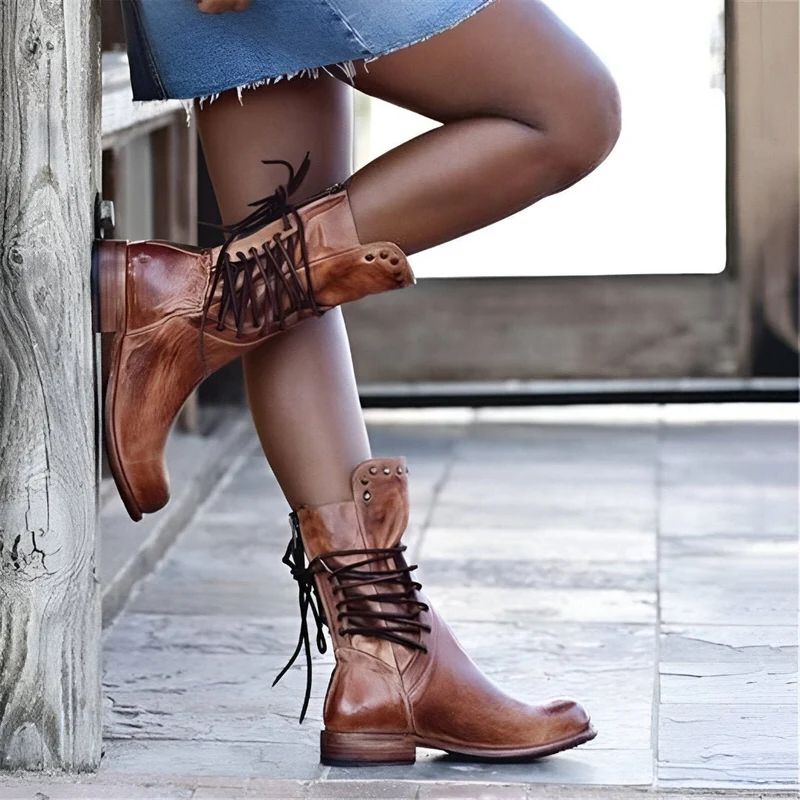 Élise - Bottes en cuir avec lacets